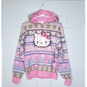 Hello Kitty x Forever 21 Fair Isle Hoodie - Size Small - New With Tags - RARE